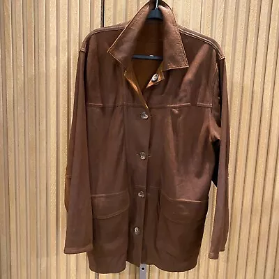 Suede Jacket Adult L Brown Leather Reversible Car Coat Outdoor Mens* • $59.77