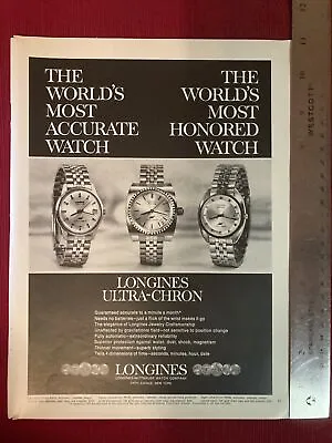 £7.59 • Buy Longlines Ultra-Chron Watch 1969 Print Ad - Great To Frame!
