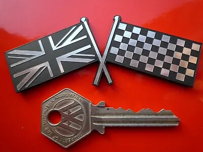 Union Jack & Chequered Flag Self Adhesive Acrylic Bike Car External Badge 4  • £3.75