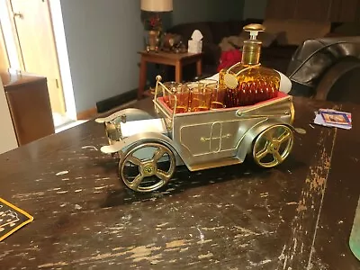 Vintage Barware Ford Model-T Bar Car Music Box Liquor Decanter 6 Shot Glasses • $85