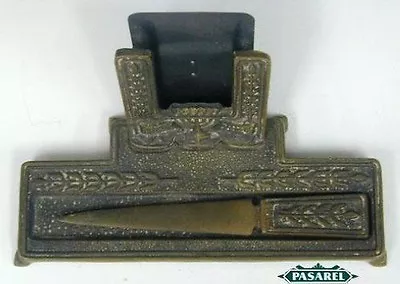 Nordia Heavy Brass Letter Opener Desk Set Israel C1950 • $95