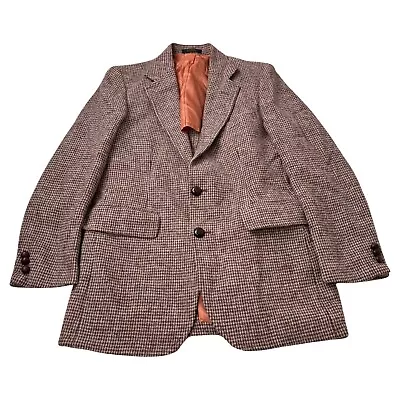 Vintage Harris Tweed Blazer Mens 38R Brown Wool Herringbone Suit Jacket Coat • $47.94