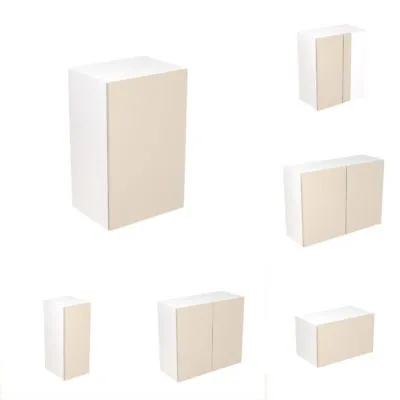 Flatpack Kitchen Cabinets Wall Handleless Door Soft Close Hinges Gloss Cashmere • £102.06