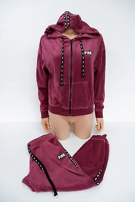 $47.09 • Buy Victorias Secret PINK Womens Tracksuit Set Size S-M Velour Hoodie Jacket Joggers