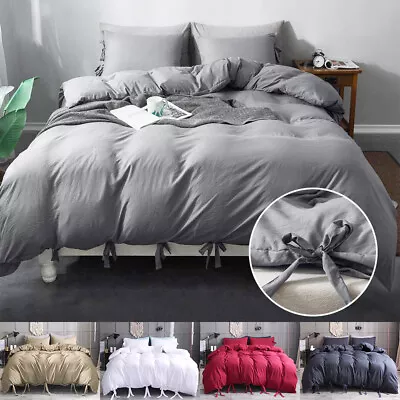 3set Modern Duvet Cover Comforter Set Tie Strap Quilt Cover Twin Queen King Size • $14.37