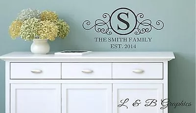 Family Wall Decal- Circle Family Monogram With Est. Date-Vinyl Wall Decal Custom • $14