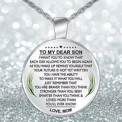 To My Son Necklace Round Pendant From Mother Gift Love Mom FREE SHIPPING ! ! ! • $7.64