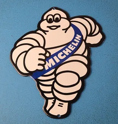 Vintage Michelin Tires Bibendum Man Porcelain Gasoline Door Push Sales Auto Sign • $113.27