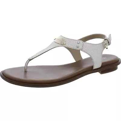 MICHAEL Michael Kors Womens MK Plate Gold Thong Sandals 8 Medium (BM) BHFO 0648 • $52.99