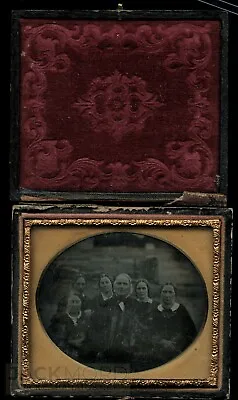 1850s Ambrotype Photo 1/6 Outdoor Mormon Plural Marriage? • $2005.96