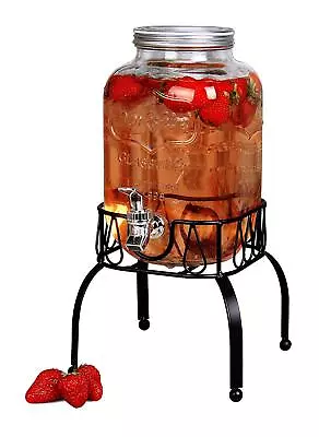 Glass Drink Dispenser With Stand - 1 Gallon Glass Jar Beverage Dispenser With... • $33.79