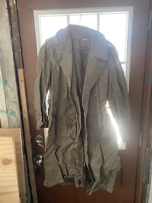 Vintage 1958 Army Military Rubber Coated Raincoat Trench Coat Rain Jacket Ox26 • $78.20
