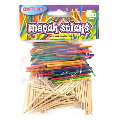 £2.90 • Buy Natural And Coloured Wooden Craft, Model Matchsticks, Pack Of 250, Size 40mm