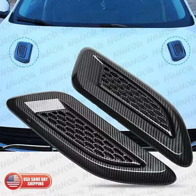 Universal Carbon Car Hood Air Flow Intake Vent Scoop Bonnet Vent Cover Decorate • $19.99