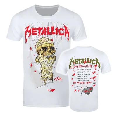 Metallica T-Shirt One Landmine Rock Band New White Official • £15.95