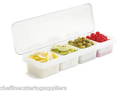 4 Compartment Bar Condiment Caddy Cocktail Accessories Garnish Indian Spices  • £9.99