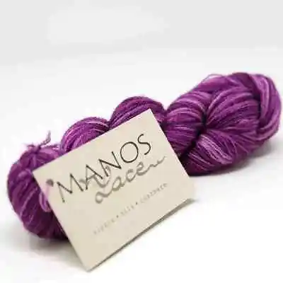 50g Manos Del Uruguay Lace Yarn Wool Purple Iridessa 7805 Cashmere Silk Alpaca • £11.99