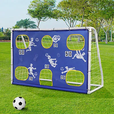 3-in-1 Football Goal Teenager Junior Soccer Training+ Target Net +Ball 6x4Ft • £39.99
