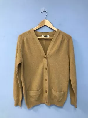 Jaeger Cardigan Size 38  M Womens Brown Camel Hair Wool Cashmere Knit RMF53-CN • £7.99