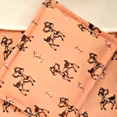 Dolls Pram Cot Bedding Set  - Cute Baby Fawn Deer - Peach • £6.95