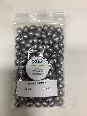 100 QTY 3/8 Oz Lead EGG SINKERS Slip Sinkers Weights FREE SHIPPING • $16.09