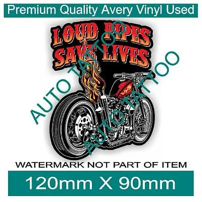 Loud Pipes Save Lives Decal Sticker Retro Hot Rod Rat Rod Motorcycle Stickers • $5.50