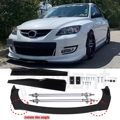 For Mazda 3 Mazda3 2003-2020 Front Bumper Lip Spoiler + Side Skirt + Strut Rods • $150.59