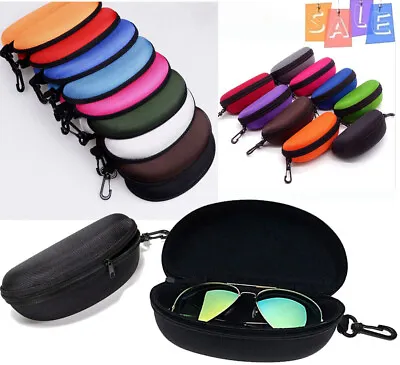 Portable Large Zipper Eye Glasses Sunglasses Hard Case Box Protector Hold Gift~ • £3.86
