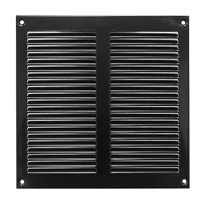 Black Metal Air Vent Grille 200mm X 200mm Fly Screen Flat Louvre Duct Cover • £9.19
