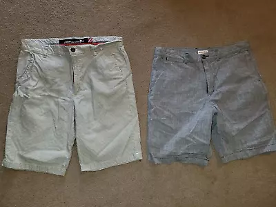 Merona 33 And Modern Amusement 34 Shorts LOT Gray White Stripes Solid Mens • $8.97