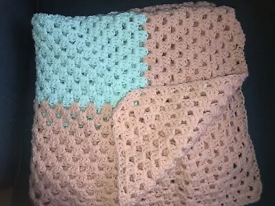 Beautiful New Handmade Crochet Baby Blanket/afghan Pastel Green & Pink Salt • $19.99