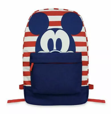 DISNEY Store Mickey Mouse Red White & Blue Americana Striped Backpack ~ NWT • $32.98