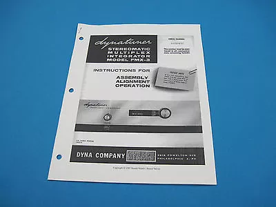 DYNACO (DYNAKIT) FMX-3 Stereomatic Tube Multiplex Adapter MANUAL (Quality Copy) • $11.95