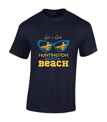 Life Is Good Huntington City Beach Mens T Shirt Cool Summer Fashion Casual Top • £8.99