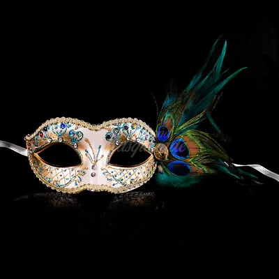 Peacock Feathers Collection Venetian Mardi Gras Masquerade Mask (17 Selections) • $17.95