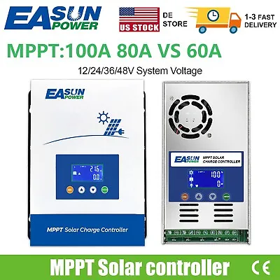 20-100A MPPT Solar Panel Charge Controller Battery Regulator 12V 24V 36V 48V LCD • $39.99