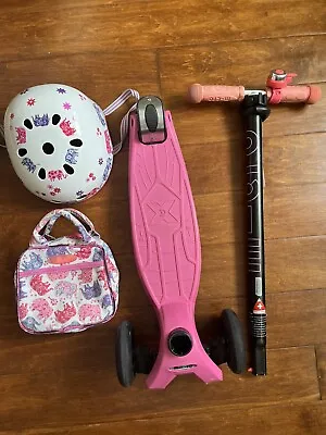 Pink Micro Kickboard Maxi Deluxe Scooter Set Elephant Bag Bell Helmet 5 6 7 8 • $170
