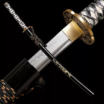 Choji Hamon T10 Steel Clay Tempered Japanese Samurai Katana Sword Battle Sharp • $109.99