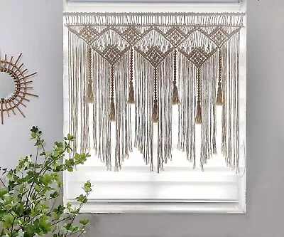 Macrame Valance Window Curtain Boho Cornices Macrame Wall Hanging - 30 W X 31 H • $17