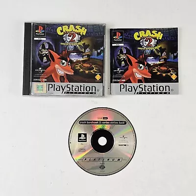 Crash Bandicoot 2 Cortex Strikes Back PS1 PlayStation 1 Platinum With Manual • £14.99