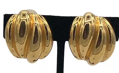 St John Clip On Earrings Gold Tone Chunky Huge Puffy Statement 1980s Jewelry • $99