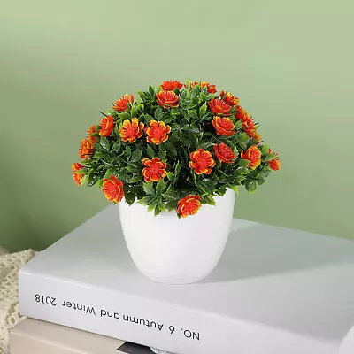 Artificial Potted Flowers Fake False Plant Outdoor Garden Home In Pot Decor UK • £4.18