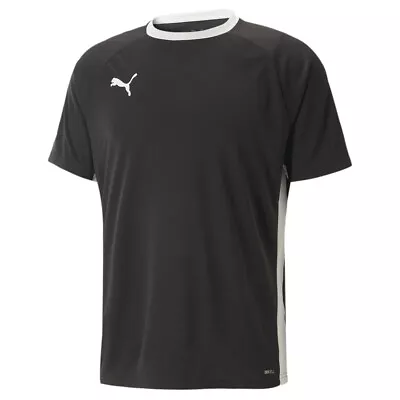 Puma Teamliga Crew Neck Short Sleeve T-Shirt Mens Black Casual Tops 65839403 • $14.99