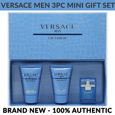 Versace Man Eau Fraiche Men's EDT After Shave Balm Bath & Shower Gel Set NEW! • $24.99