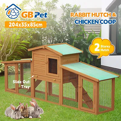 Rabbit Hutch Chicken Hutches Large Run Wooden Cage Ferret Coop Guinea Pig House • $137.90