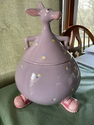 Vintage 1985 Fitz Floyd Cookie Jar Purple Kangaroo Rare Japan CHECK IT OUT!!! • $66.99