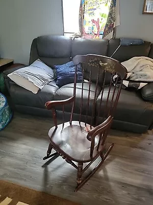 Colonial Rocking Chair Solid Wood Rocker USA Vintage By S Bent & Bros • $120