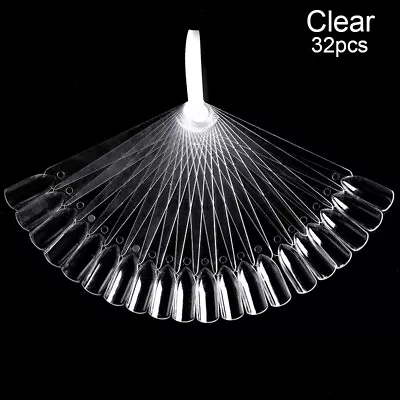 False Nail Tips Polish Practice Display Wheel Clear Natural White Fan Nail Art • $1.76