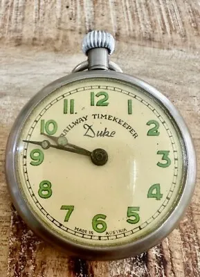 Vintage Rare Duke Railway Timekeeper 0Jewels Mech Austria Mens Pocket Watch GWO  • £54.95