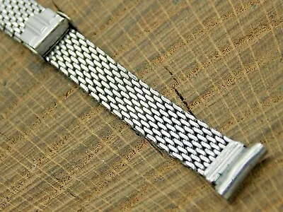 Vintage Watch Band 11mm Sliding Clasp Stainless Mesh Pre-Owned Bracelet XLong • $43.20